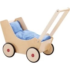 Dřevěný dětský kočárek pro panenky